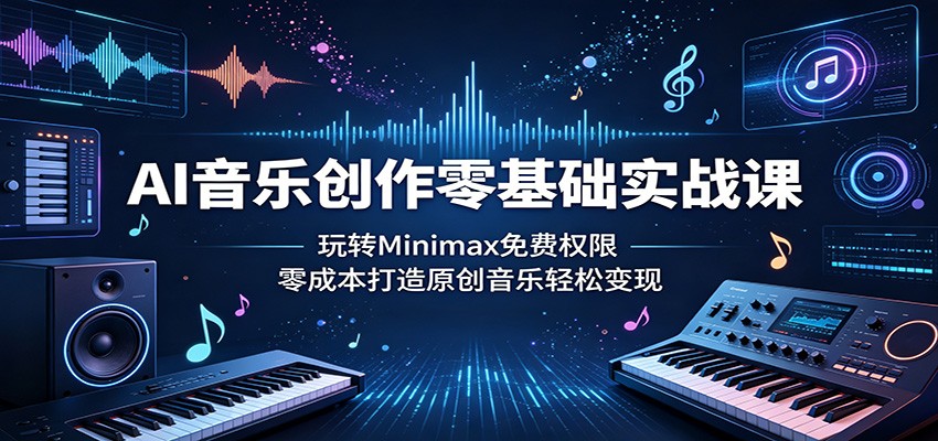 AI音乐创作零基础实战课:玩转Minimax免费权限,零成本打造原创音乐轻松变现-资源站