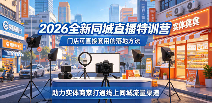 2026全新同城直播特训营，门店可直接套用的落地方法，助力实体商家打通线上同城流量渠道-资源站