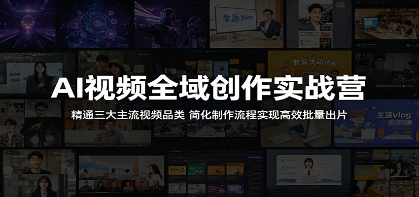 AI视频全域创作实战营：精通三大主流视频品类，简化制作流程实现高效批量出片-资源站