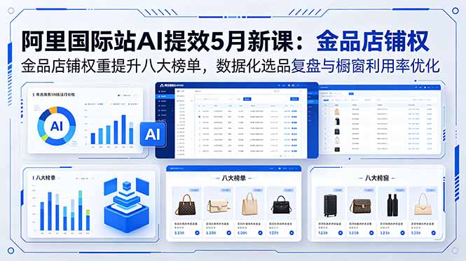 阿里国际站AI提效5月新课:金品店铺权重提升八大榜单,数据化选品复盘与橱窗利用率优化-资源站