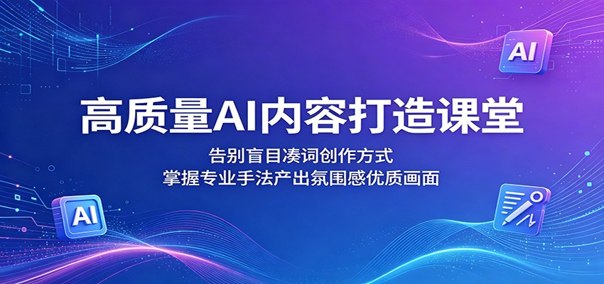 高质量AI内容打造课堂：告别盲目凑词创作方式，掌握专业手法产出氛围感优质画面-资源站