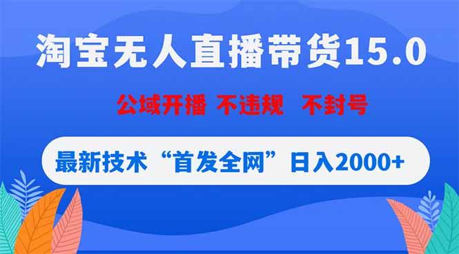 淘宝无人直播带货15.0，不封号，不违规，公域玩法，首发全网日入2000+-资源站