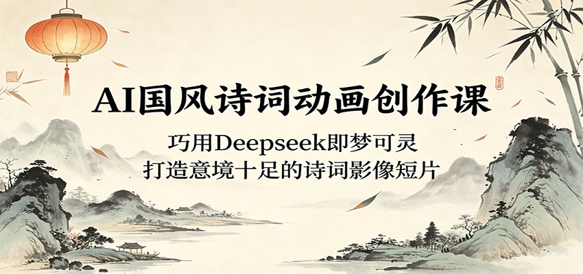 AI国风诗词动画创作课：巧用Deepseek即梦可灵，打造意境十足的诗词影像短片-资源站