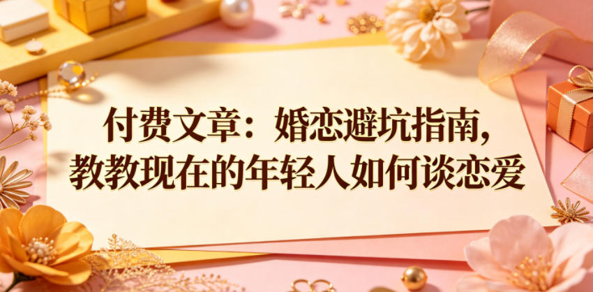 付费文章：婚恋避坑指南，教教现在的年轻人如何谈恋爱-资源站