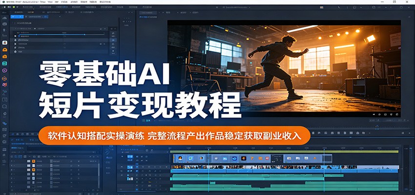零基础AI短片变现教程：软件认知搭配实操演练，完整流程产出作品稳定获取副业收入-资源站