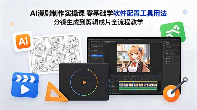 AI漫剧制作实操课 零基础学软件配置工具用法 分镜生成到剪辑成片全流程教学-资源站