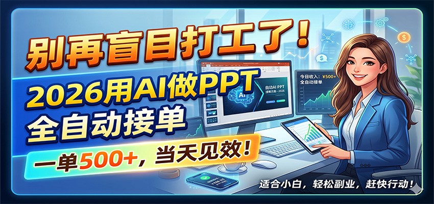 别再盲目打工了！2026用AI做PPT全自动接单，一单5张+，当天见效！-资源站