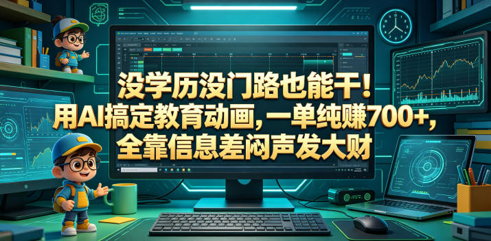 没学历没门路也能干！用AI搞定教育动画，一单纯賺700+，全靠信息差闷声发大财【揭秘】-资源站