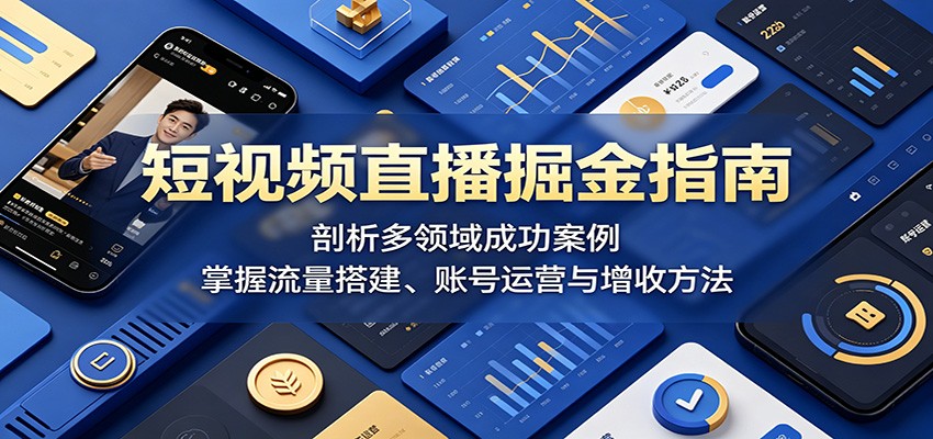 短视频直播掘金指南：剖析多领域成功案例，掌握流量搭建、账号运营与增收方法-资源站