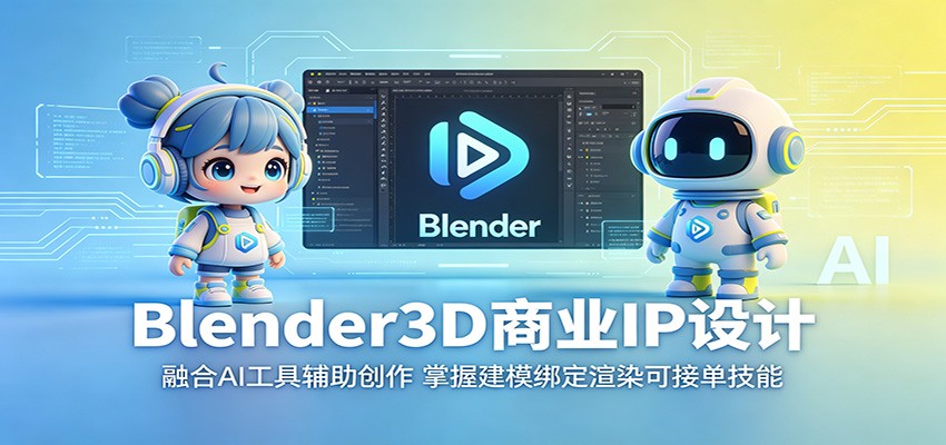 Blender3D商业IP设计：融合AI工具辅助创作，掌握建模绑定渲染可接单技能-资源站