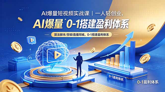 AI爆量短视频实战课｜一人轻创业，算法脚本剪辑直播同城，0-1搭建盈利体系-资源站