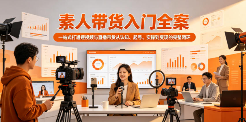 素人带货入门全案，一站式打通短视频与直播带货从认知、起号、实操到变现的完整闭环-资源站