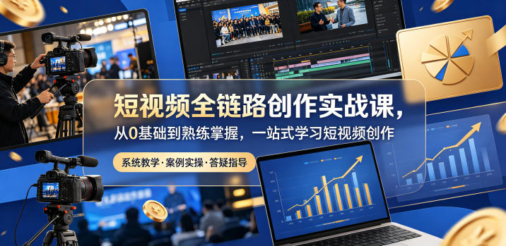 短视频全链路创作实战课,从0基础到熟练掌握,一站式学习短视频创作-资源站