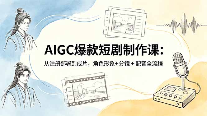 AIGC爆款短剧制作课：从注册部署到成片，角色形象+分镜+配音全流程-资源站