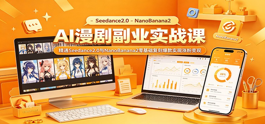 AI漫剧副业实战课：精通Seedance2.0与NanoBanana2零基础复刻爆款实现涨粉变现-资源站