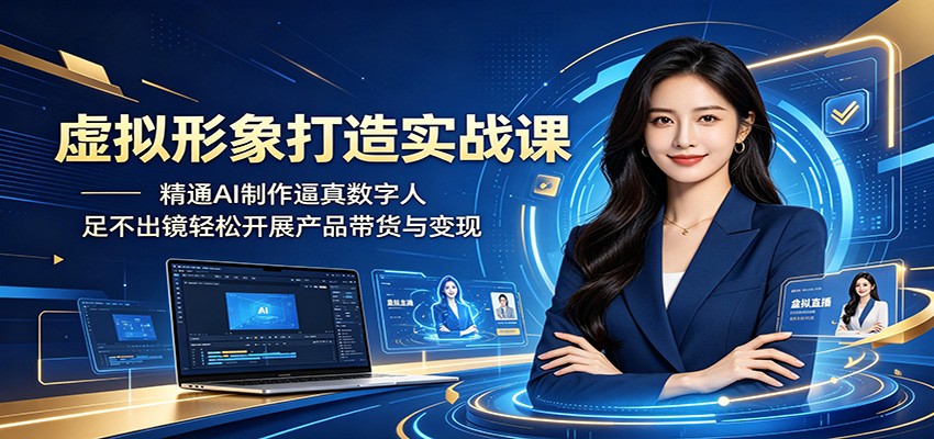 虚拟形象打造实战课:精通AI制作逼真数字人,足不出镜轻松开展产品带货与变现-资源站