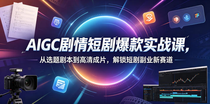 AIGC剧情短剧爆款实战课，从选题剧本到高清成片，解锁短剧副业新赛道-资源站