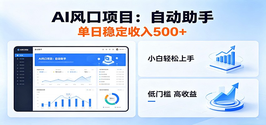 全新AI自动助手项目，低门槛入局，每日稳定收益500以上-资源站