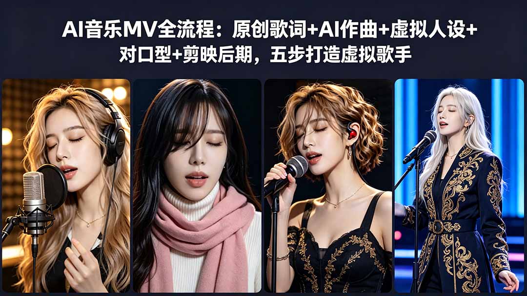 AI音乐MV全流程：原创歌词+AI作曲+虚拟人设+对口型+剪映后期，五步打造虚拟歌手-资源站