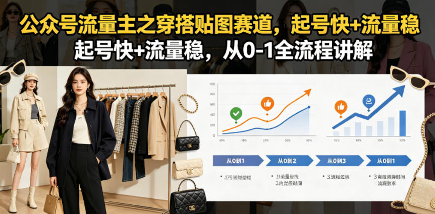 公众号流量主之穿搭贴图赛道，起号快+流量稳，从0-1全流程讲解-资源站