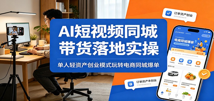 AI短视频同城带货落地实操：单人轻资产创业模式玩转电商同城爆单-资源站