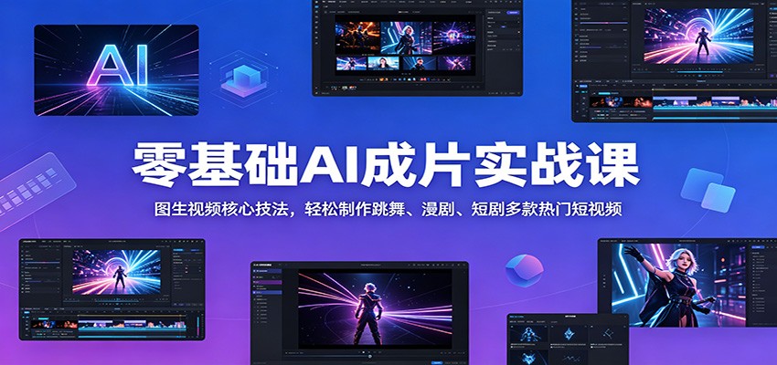 零基础AI成片实战课：图生视频核心技法，轻松制作跳舞、漫剧、短剧多款热门短视频-资源站