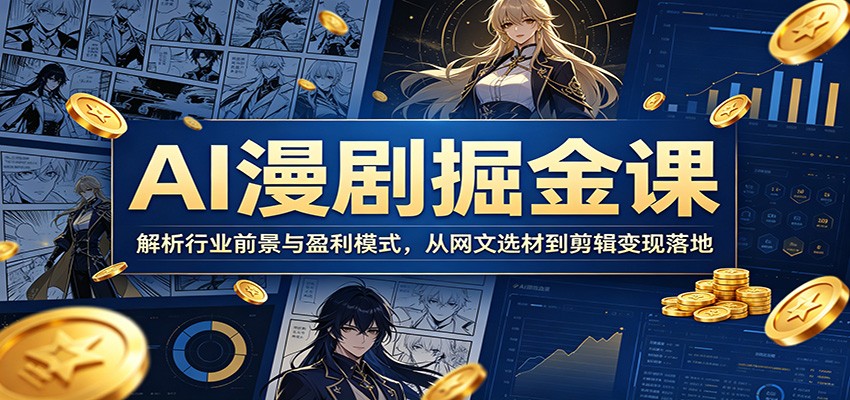 AI漫剧掘金课：解析行业前景与盈利模式，从网文选材到剪辑变现落地-资源站