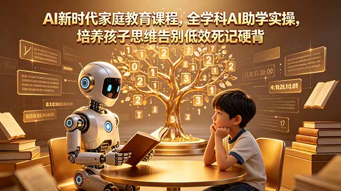 AI新时代家庭教育课程，全学科AI助学实操，培养孩子思维告别低效死记硬背-资源站