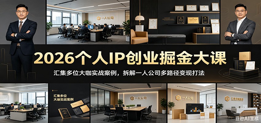 2026个人IP创业掘金大课：汇集多位大咖实战案例，拆解一人公司多路径变现打法-资源站