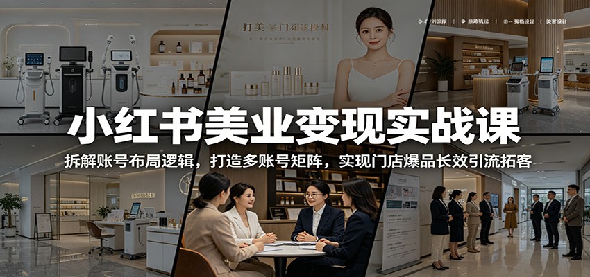 小红书美业变现实战课：拆解账号布局逻辑，打造多账号矩阵，实现门店爆品长效引流拓客-资源站