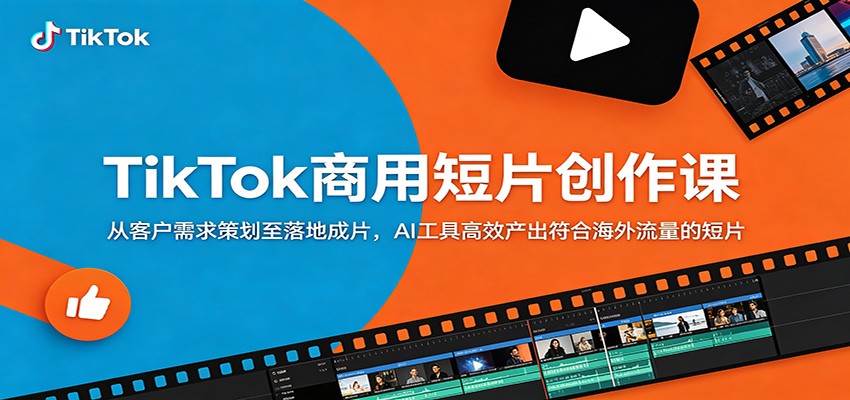 TikTok商用短片创作课：从客户需求策划至落地成片，AI工具高效产出符合海外流量的短片-资源站