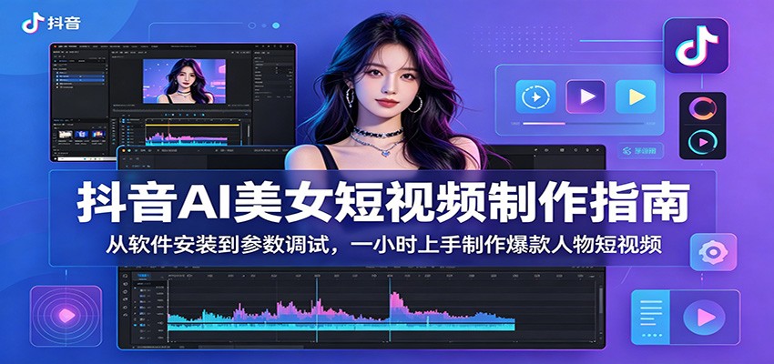 抖音AI美女短视频制作指南：从软件安装到参数调试，一小时上手制作爆款人物短视频-资源站