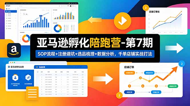 亚马逊孵化陪跑营-第7期:SOP流程+注册避坑+选品梳理+数据分析,千单店铺实战打法-资源站