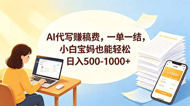 AI代写赚稿费，一单一结，小白宝妈也能轻松日入500-1000+-资源站