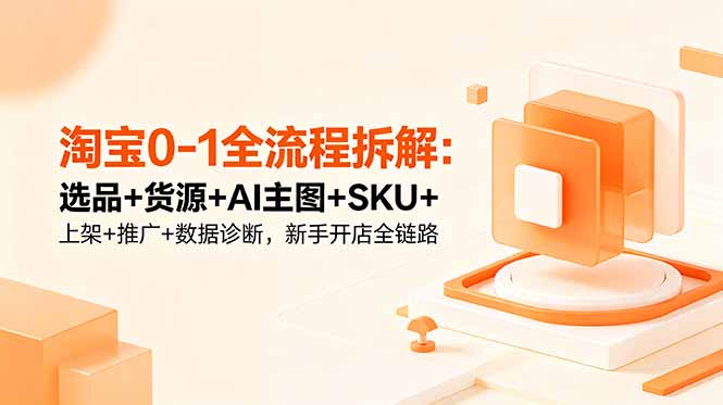 淘宝0-1全流程拆解:选品+货源+AI主图+SKU+上架+推广+数据诊断,新手开店全链路-资源站