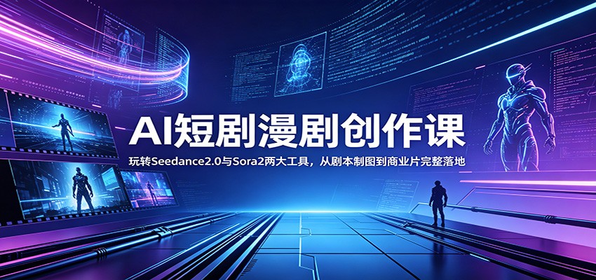 AI短剧漫剧创作课：玩转Seedance2.0与 Sora2两大工具，从剧本制图到商业片完整落地-资源站