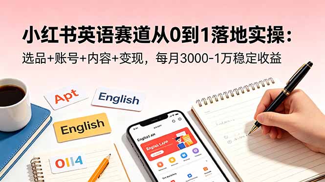 小红书英语赛道从0到1落地实操：选品+账号+内容+变现，每月3000-1万稳定收益-资源站