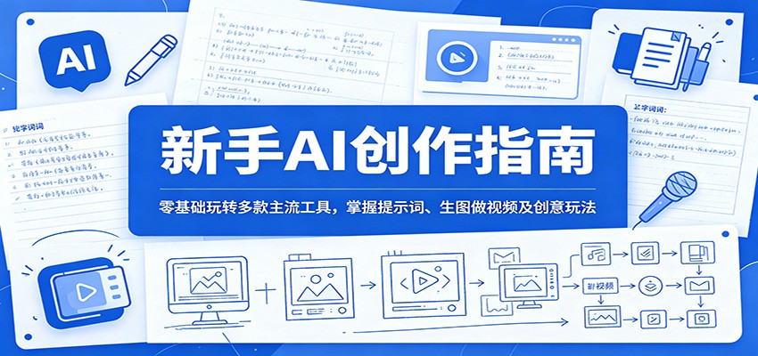 新手AI创作指南：零基础玩转多款主流工具，掌握提示词、生图做视频及创意玩法-资源站