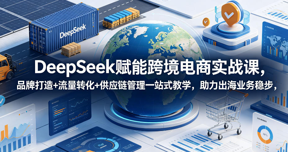 DeepSeek赋能跨境电商实战课，品牌打造+流量转化+供应链管理一站式教学，助力出海业务稳步发展-资源站