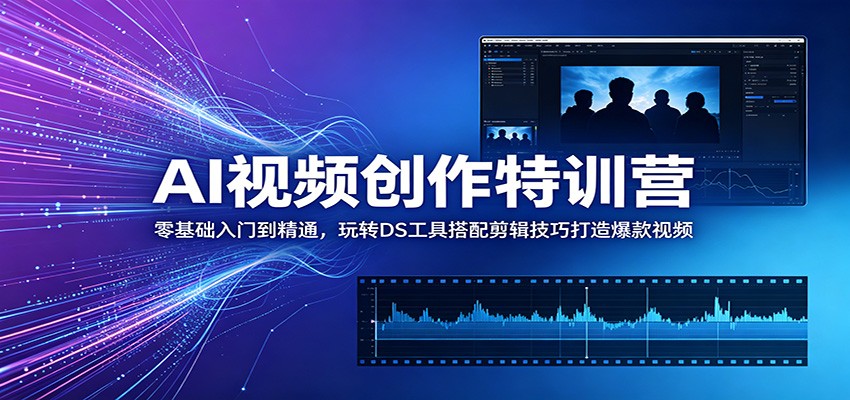 AI视频创作特训营：零基础入门到精通，玩转DS工具搭配剪辑技巧打造爆款视频-资源站