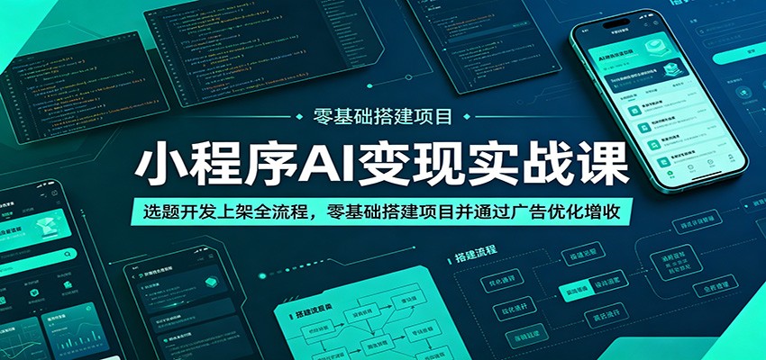 小程序AI变现实战课：选题开发上架全流程，零基础搭建项目并通过广告优化增收-资源站