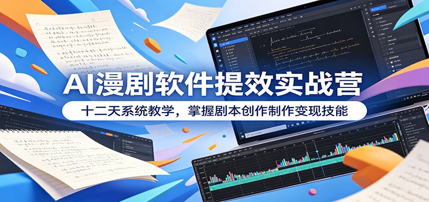 AI漫剧软件提效实战营：十二天系统教学，掌握剧本创作制作变现技能-资源站