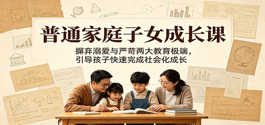 普通家庭子女成长课:摒弃溺爱与严苛两大教育极端,引导孩子快速完成社会化成长-资源站