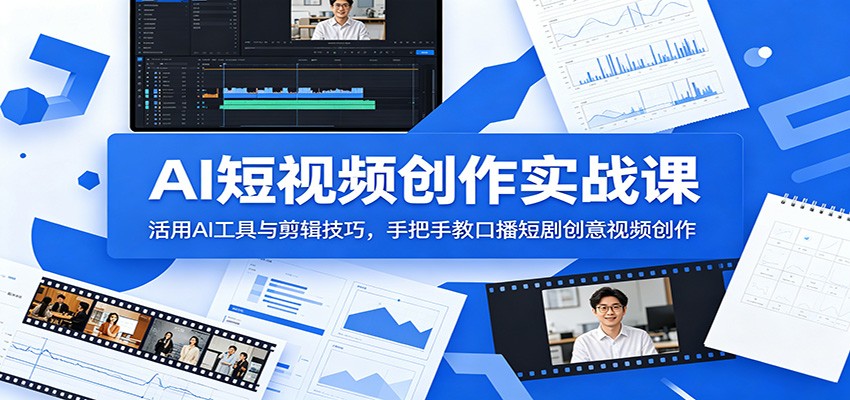 AI短视频创作实战课：活用AI工具与剪辑技巧，手把手教口播短剧创意视频创作-资源站