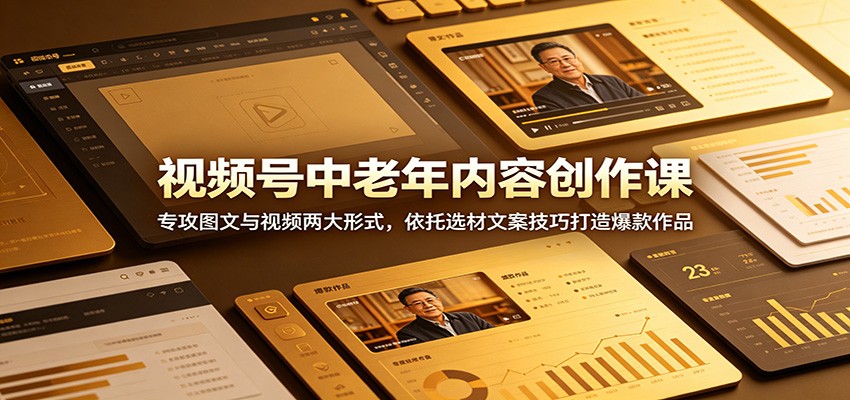 视频号中老年内容创作课：专攻图文与视频两大形式，依托选材文案技巧打造爆款作品-资源站