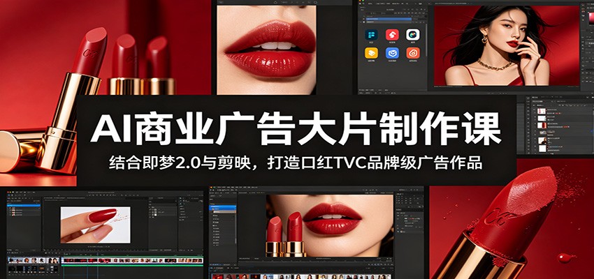 AI商业广告大片制作课：结合即梦2.0与剪映，打造口红TVC品牌级广告作品-资源站