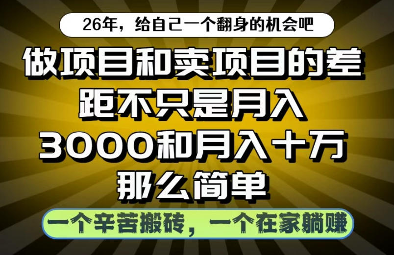 做项目和卖项目不只是月入3K和10W那么简单，一个努力搬砖，一个在家躺賺【揭秘】-资源站