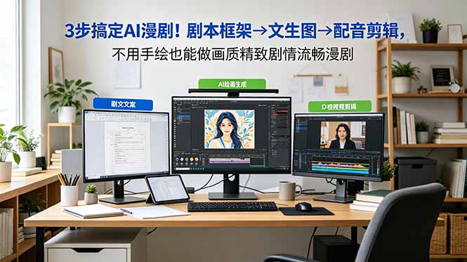3步搞定AI漫剧!剧本框架→文生图→配音剪辑,不用手绘也能做画质精致剧情流畅漫剧-资源站