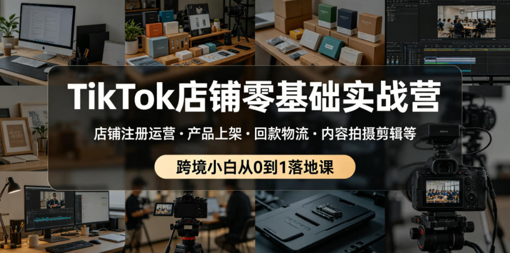 TikTok店铺零基础实战营,店铺注册运营・产品上架・回款物流・内容拍摄剪辑等 ,跨境小白从0到1落地课-资源站