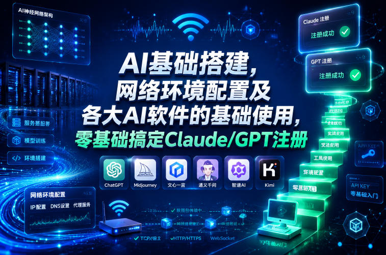 AI基础搭建，网络环境配置及各大AI软件的基础使用，零基础搞定Claude/GPT注册-资源站